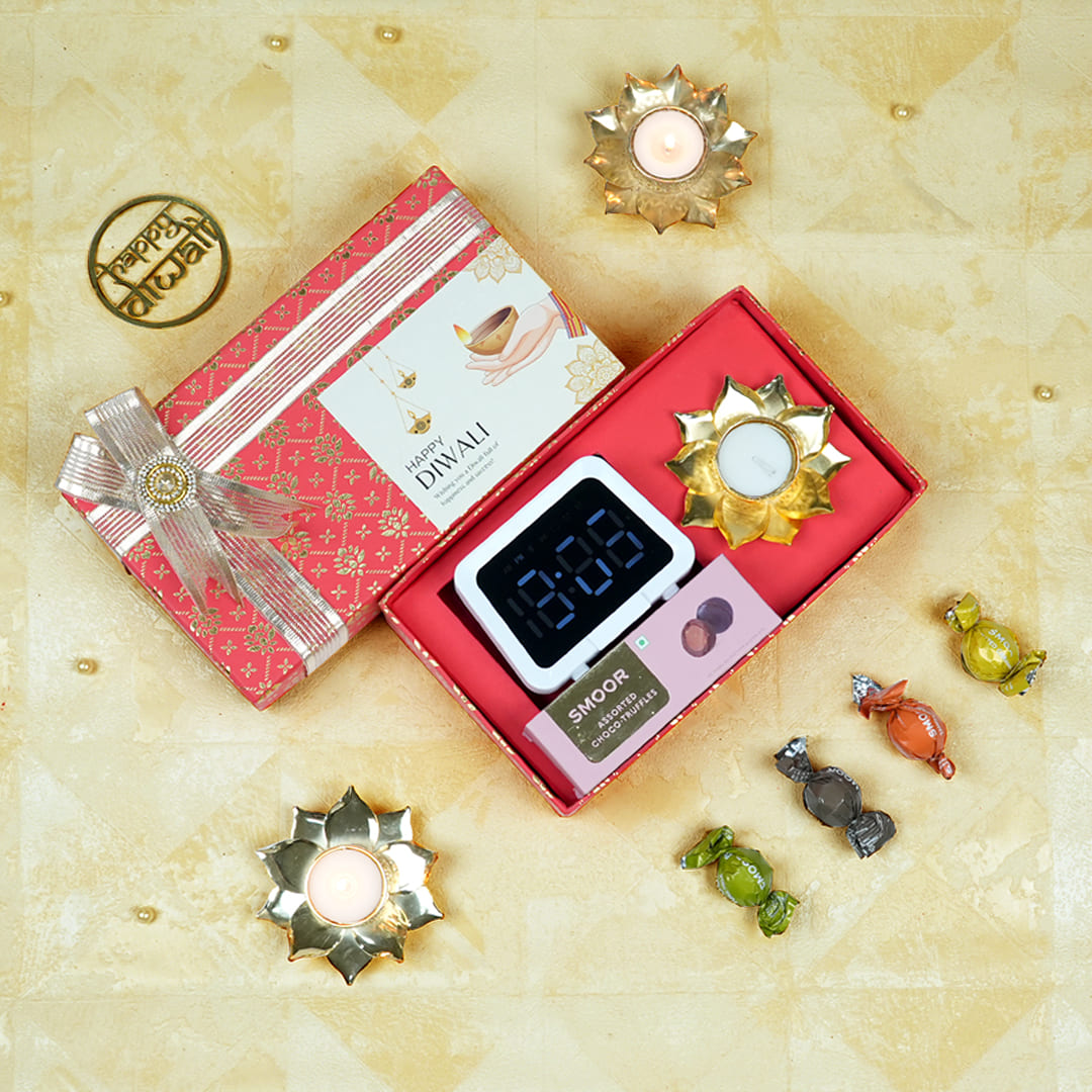 Smart Diwali Gifts Hamper - Bluetooth Alarm Clock & Chocolates